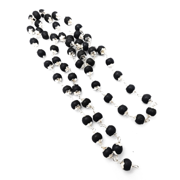 German Silver Karungali Mala Jewelry - 8MM with Cap - Image 3